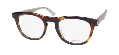 NEW POLICE VPLF04 GLASSES 09N3 49-21-145 MENS OVAL BROWN FULL-RIM PLASTIC ITALY - Image 1 of 4