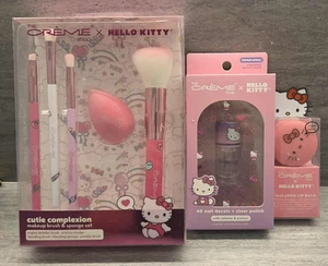 Lot 3 Creme Shop x Sanrio Hello Kitty Brushes, Nail Decals, Lip Balm Trio Set - Picture 1 of 2