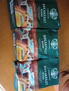 3 Bolsas Starbucks MEZCLA DESAYUNO Café Molido Tostado Medio 12 OZ Cada Lote 3 Bolsas - Imagen 1 de 1