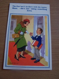 Donald McGill Comic Vintage Postkarte freches Meer Nr. 61 Schreibkraft zum Abnehmen - Bild 1 von 2