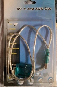 3Ft Translucent USB 2.0 to DB9 RS232 Serial Converter 9 Pin Adapter Cable PDA - Afbeelding 1 van 2