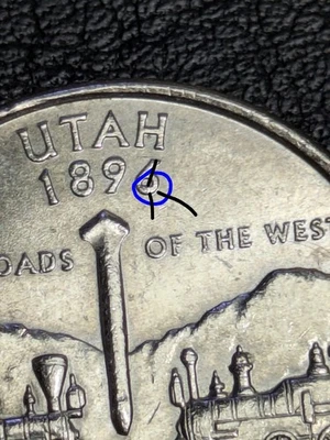 2007-P 25c Utah State Quarter DIE CHIP Error Uncirculated + Details Chipped 6 - Image 1 of 4