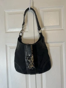 Borsa a tracolla Coach Ergo Classic Hobo a righe pitone nera firma logo 10260 - Foto 1 di 18
