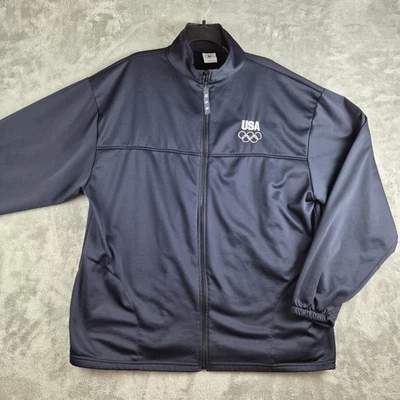 Chaqueta de Pista Vintage Comité Olímpico de Estados Unidos XXXL Negra Cremallera Completa Forrada de Vellón Foto 1 de 4