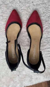 Burgundy Court Heel Shoes Size 4 - Picture 1 of 3