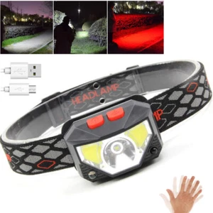 Motion Sensor LED Headlamp Headlight USB Rechargeable Frontal Head Lamp Torch - Bild 1 von 10