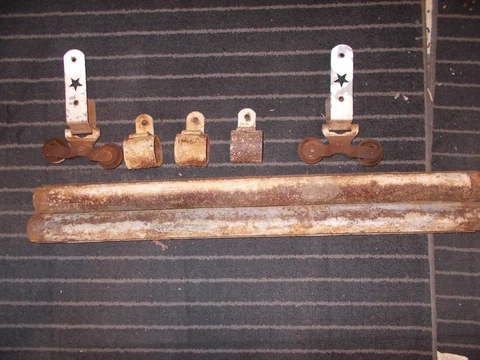 Antique Star Cannonball Door Rollers Hangers with Tube Track Complete System Cover