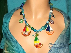 COLLAR DE PECES ARTURO E.REYNA ESCENA OCEÁNICA CUENTAS MURANO DIJES DE VIDRIO BARCOS - Imagen 1 de 10