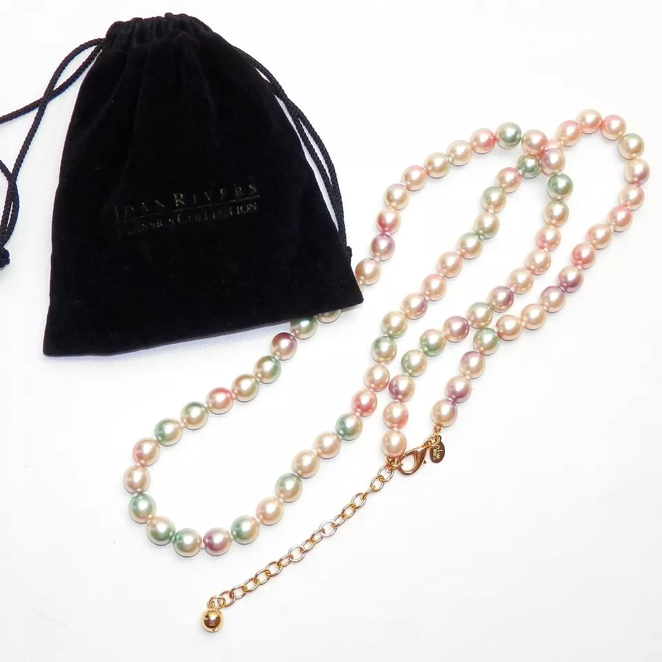 Joan Rivers Statement Faux Pearl Necklace Pastel Multi Color 33-36.5” STUNNING! - Image 1 of 4