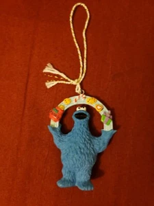 Sesame Street Cookie Monster Lifting A Cookie & Candy Rainbow Christmas Ornament - Picture 1 of 4