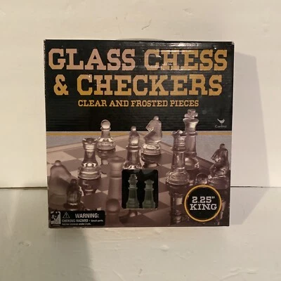 CHESS AND CHECKERS WITH GLASS CHESS BOARD - Image 1 of 4