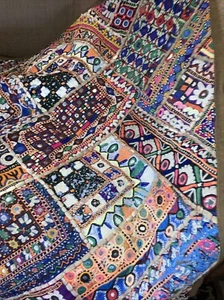 Rare Large Vintage Tribal Patchwork Embroidered Art Tapestry Indian Handmade - Picture 1 of 18
