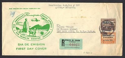 ECUADOR 1951 QUITO TO NY FDC ON PANAGRA PAN AMERICAN GRACE AIRWAYS - Image 1 of 2