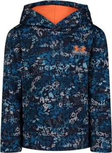 UNDER ARMOUR Boys Logo Fleece Lined Hoodies, Navy Wordmark Camo - Size 4 NWT - Picture 1 of 2