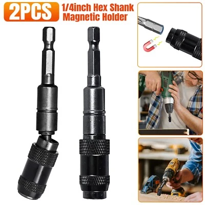 EEEKIT 2Pcs 1/4in Shank Impact Magnetic Pivoting Drill Bit Tip Holder Swivel Accessory