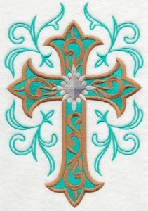 CROSS RELIGIOUS TOWELS BATHROOM HAND WASH KITCHEN EMBROIDERED BY LAURA - Picture 1 of 1
