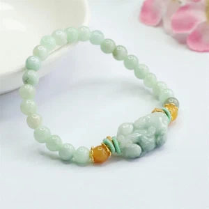 Natürliches Grade A Jade Jadeit 6mm Perlen Pixiu Damen Geschenk Glücks Armband - Picture 1 of 7