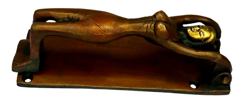 Nude Yoga Lady Shape Vintage Style Door Knocker Handmade Solid Brass Door Bell Cover