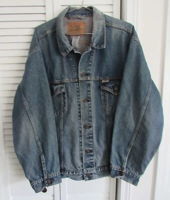 JAQUETA JEANS AZUL ALGODÃO LEVI STRAUSS BRANCA TAMANHO 2XL VINTAGE - Imagem 1 de 4