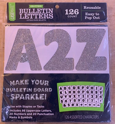 Silver Glitter Sparkle Bulletin Letters Classroom Office Decoration - Image 1 of 3