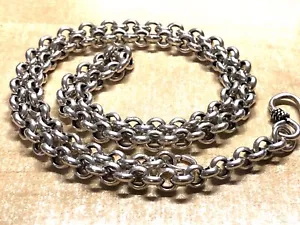 Solid 925 Sterling Silver Mens 6.5mm Rolo Belcher Chain Clasp Necklace 55cm - Picture 1 of 9