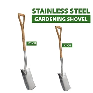 Heavy Duty Stainless Steel Garden Spade Shovel with Wooden Handle 97cm/102cm - Picture 1 of 15
