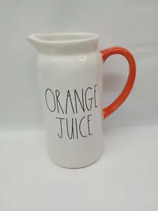 rae dunn Orangensaftkrug weiß mit orangenem Henkel Keramik Top Zustand! - Bild 1 von 7