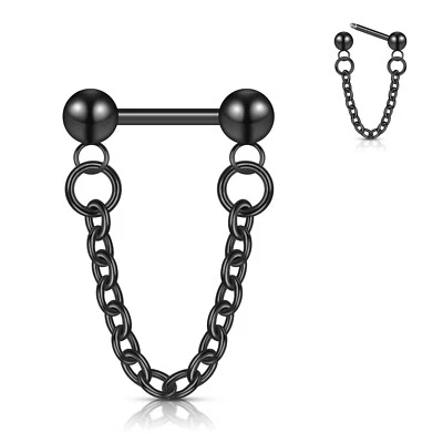 1PC Nose Ring Chain Surgical Steel Thread/Push In Septum Ring Diath Earrings 16G - Image 1 of 4