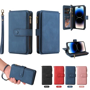 For OPPO Reno 8 Pro RealmeC30 A17 Zipper PU Leather Flip Wallet Case Phone Cover - Picture 1 of 15
