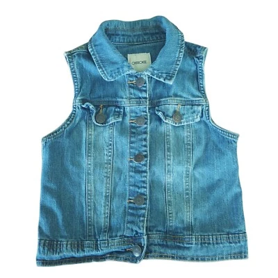 Cherokee Girls Youth Blue Denim Vest. Size L. 10/12 Button Front - Image 1 of 4