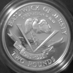 Jersey 2£ Silver Proof 1995 Liberation World War II 9 May 1945-1995 - Picture 1 of 2