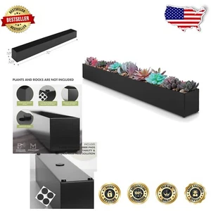 Durable Matte Black Rectangle Planter - 32" Trough for Stylish Indoor Spaces - Picture 1 of 8