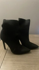 Call It Spring Women’s Black Cloth Bootie Side 5 Zip Stiletto Heel - Picture 1 of 9