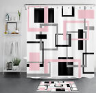 Modern Aesthetics Abstract Geometric Shower Curtain Bathroom Accessories Set