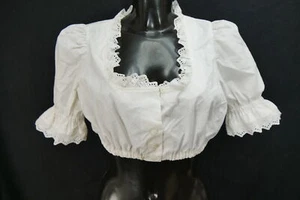 Gr.42 Dirndlbluse weiß Bluse für Dirndl H.Moser Baumwolle mit Spitze B11641 - Bild 1 von 4