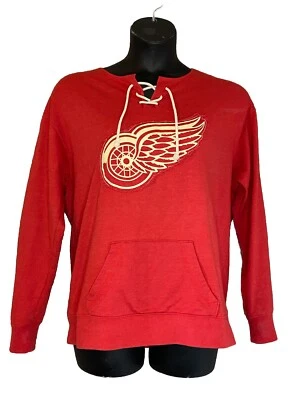 НХЛ женщин большой Детройт Red Wings Джерси шнурует вверх шеи толстовка красный EUC - Изображение 1 из 4