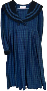 Storybook Heirlooms Blue/Green/Black Plaid Vintage Girls size 6 Dress USA made - Picture 1 of 5
