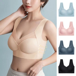 Women Ladies Gather Bra Wireless Push-Up Bra Women Push Up Comfortable Lift Bra✲ - Picture 1 of 28