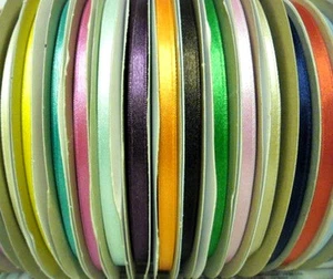 TOP QUALITY SATIN RIBBON, 6MM, ASSORTED COLOURS, 100M/ROLL, FREE P&P - Picture 1 of 24