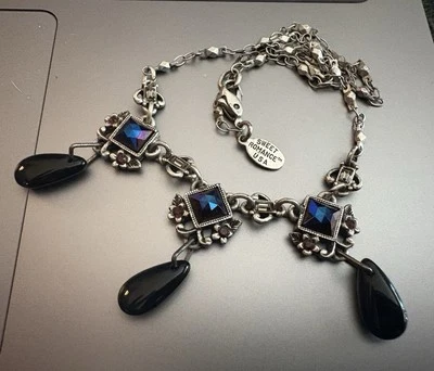 Collar Sweet Romance 15" 3 Piedras Azules con Colgantes Foto 1 de 3