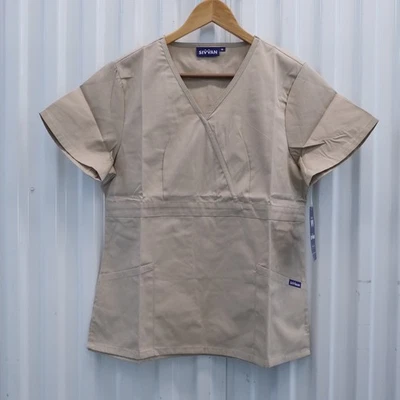 Sivvan Women's Nurse Scrubs Top Khaki Short Sleeve Classic Fit Size Medium NWT - Image 1 of 4