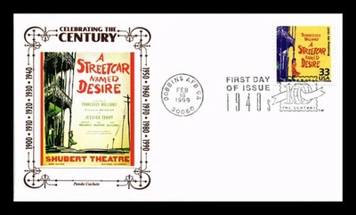 DR JIM STAMPS US COVER STREETCAR NAMED DESIRE 1940S CELEBRATE CENTURY FDC PANDA - Image 1 of 2