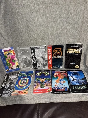 LOT OF 10 Sega Genesis Manual Inserts Sonic 2 Battletoads Tiny Toons MK3 READ - Image 1 of 4
