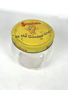 Beautiful Large Vintage Sessions Peanut Butter Jar w/ Lid - 6” Tall 5.5" Wide - Picture 1 of 7