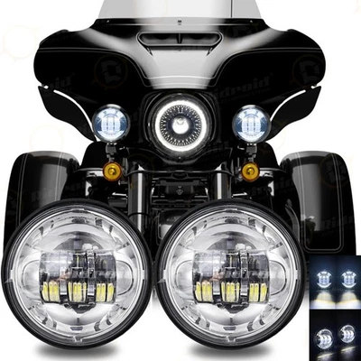 4.5" Inch Chrome LED Passing Lamp Spot Fog Lights For Harley Davidson Motorcycle - Image 1 of 4