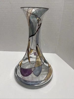 Jarrón/decantador K & K Styling Pop Art 8" Alemania vidrio artístico remolinado abstracto LEER Foto 1 de 4