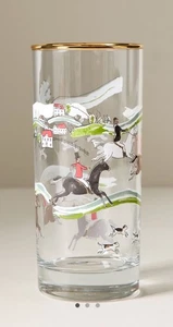 Neu Anthropologie Granatapfel Longdrinkglas 4er Set Jagdszene Reitsport - Bild 1 von 3