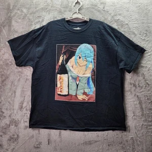 Konosuba Aqua Sake Anime T-Shirt 2XL Black Crunchyroll Official Licensed Rare - Picture 1 of 10
