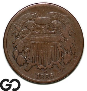1866 Two Cent Piece - Picture 1 of 3