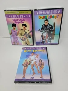 3 Elvis DVDs Easy Come Easy Go Blue Hawaii Roustabout Lot New Sealed - Foto 1 di 11